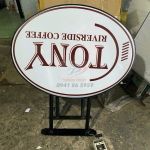 Hộp đèn mica hút nổi elip 50 x70cm in nội dung 2 mặt sắc nét