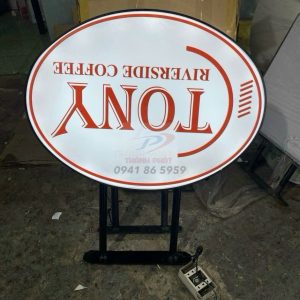 Hộp đèn mica hút nổi elip 60 x80 cm in nội dung 2 mặt sắc nét