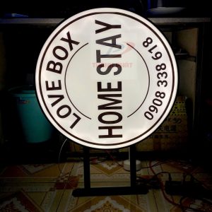 Hộp đèn mica hút nổi tròn 50 cm led vàng nắng in nội dung 2 mặt sắc nét mica Nhật